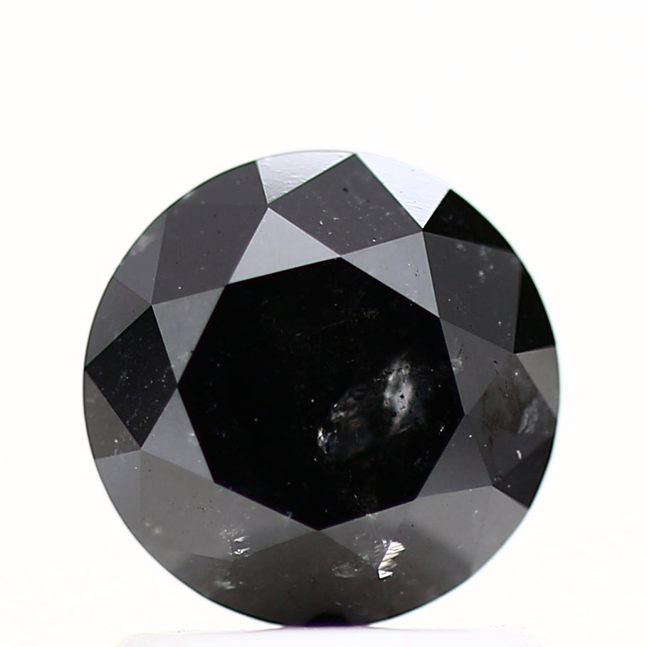 1.22 Carat Fancy Black Round Brilliant Cut Natural Loose Diamond